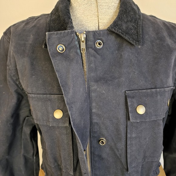 J. Crew color block waxed Utility Jacket in Navy and Tan sz S - Picture 4 of 8